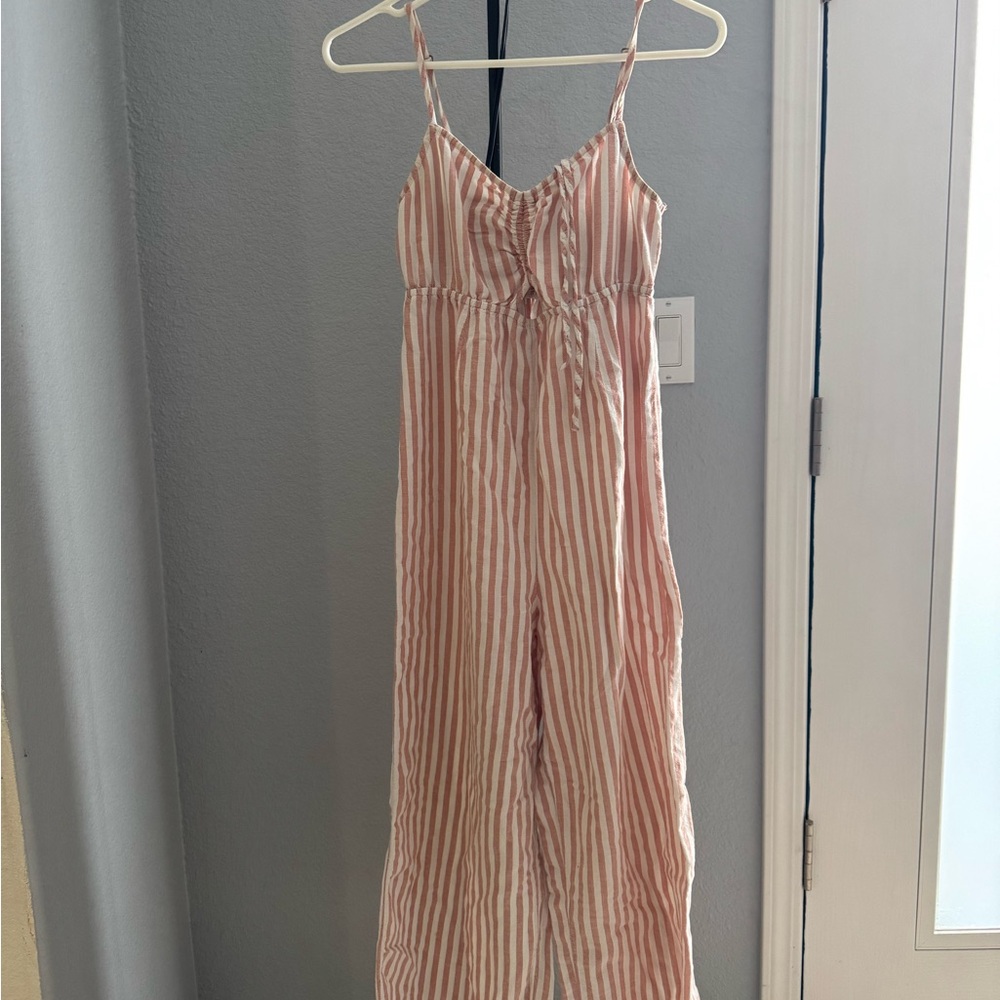 O'Neill Pink and White Striped Jumpsuit